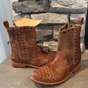 BED/STU Baxter Genuine Leather Ankle,zip entry,1 of a kind,hand woven toe cap